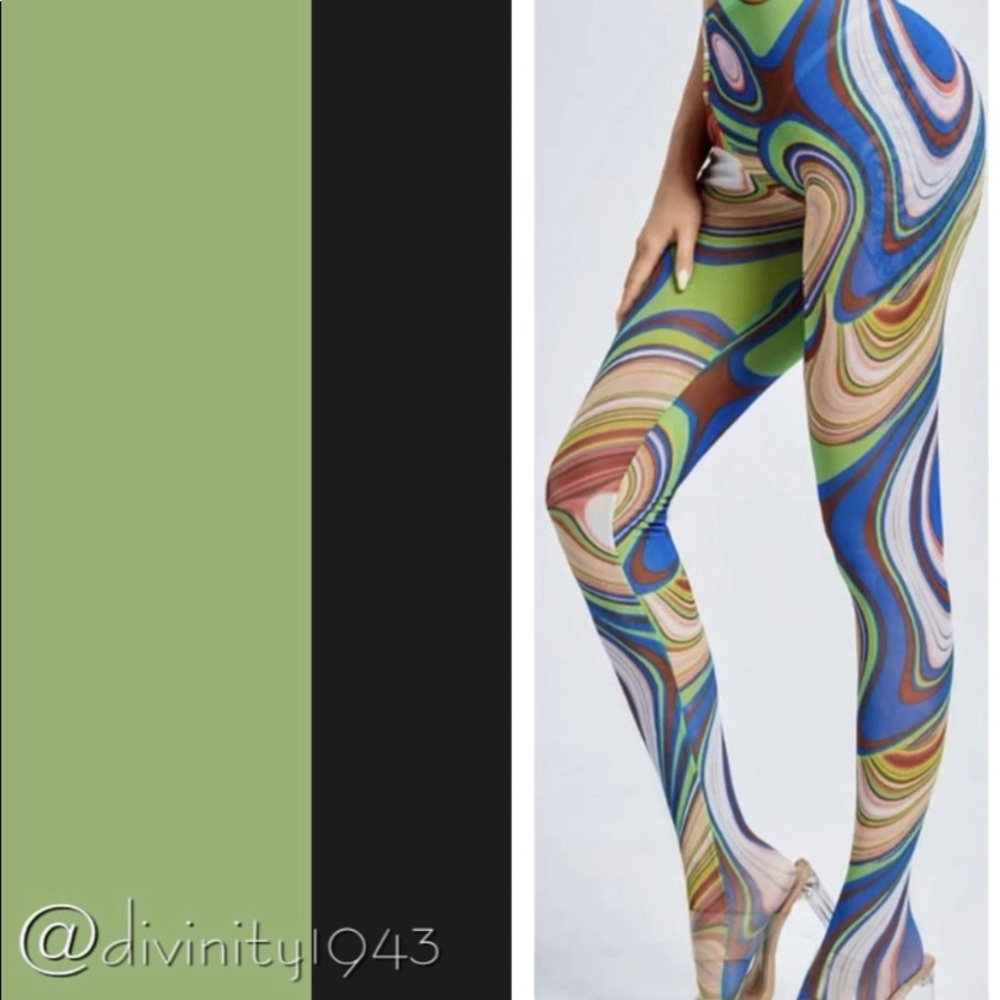 Swirls of color mesh leggings